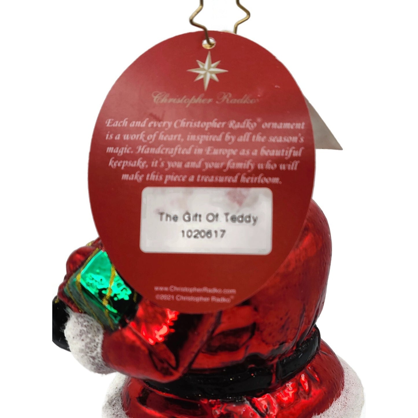 Christopher Radko The Gift of Teddy 1020617 Santa Claus Christmas Tree Ornament