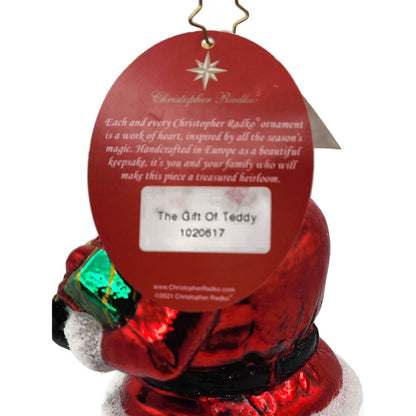 Christopher Radko The Gift of Teddy 1020617 Santa Claus Christmas Tree Ornament