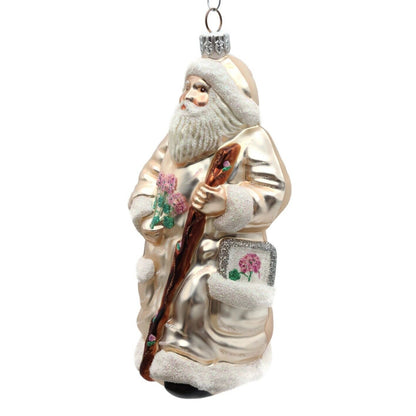 Patricia Breen Santa For Kevin Summer Pink Flowers On Staff Christmas Ornament