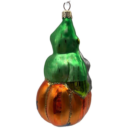 Christopher Radko Halloween Green Ghost Cat Pumpkin Glitter Christmas Ornament