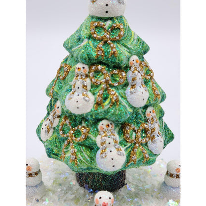 Patricia Breen Snowman Topiary Gold Silver Free Standing Christmas Tree Ornament