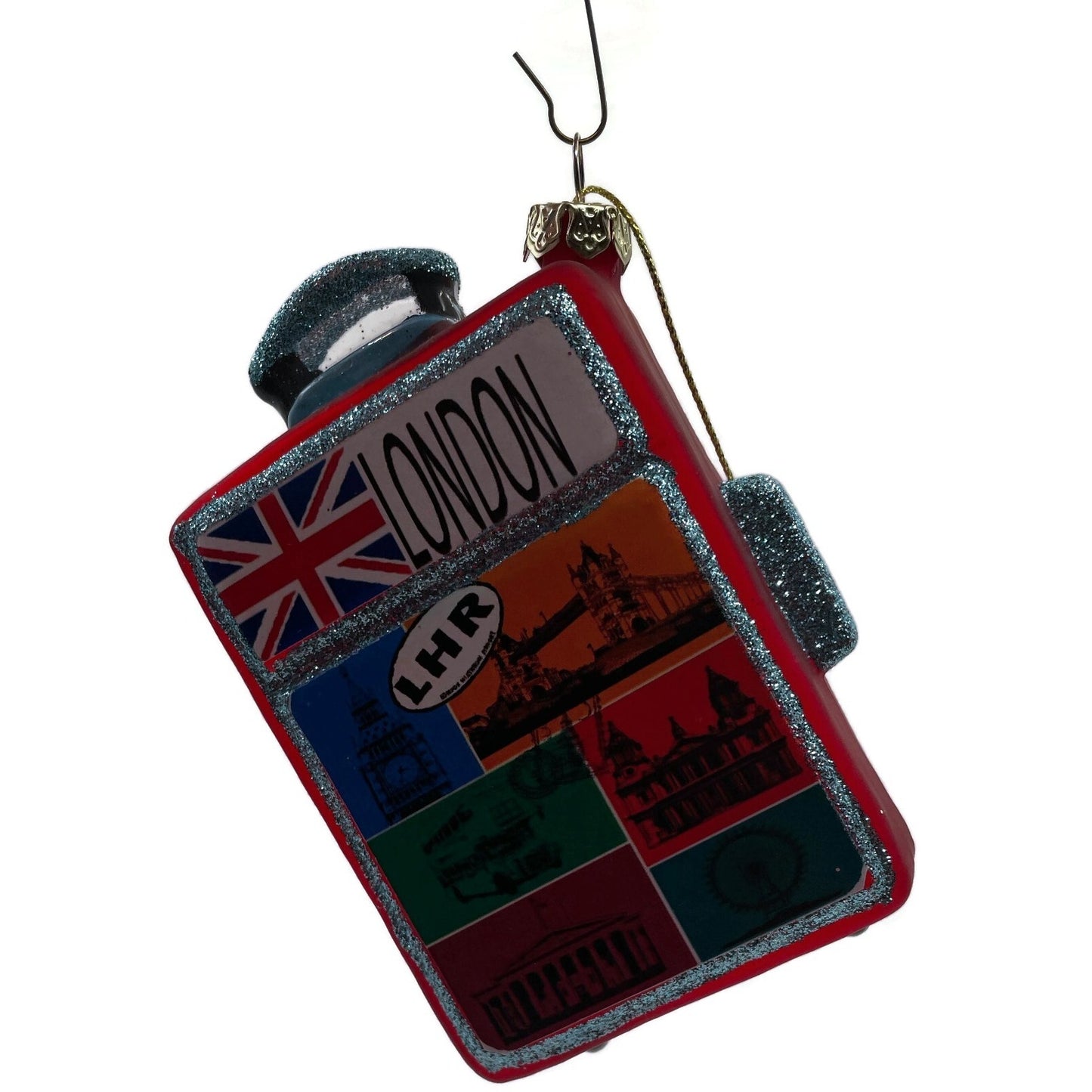 London Suitcase Blown Glass Travel Big Ben Christmas Tree Decoration Ornament