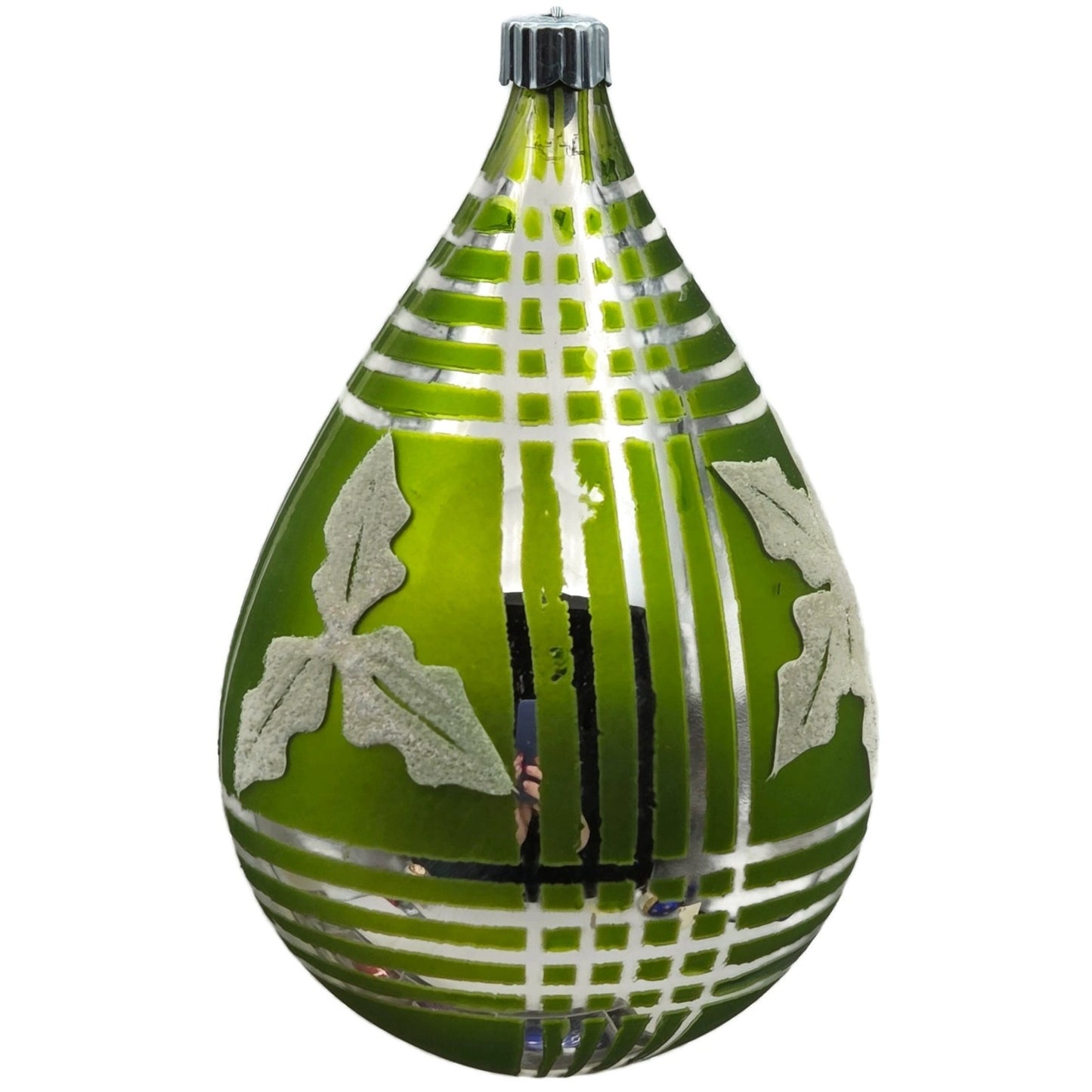 Christopher Radko Shiny Brite Christmas Ornaments Jeweled Tone Tartan Tear Drop