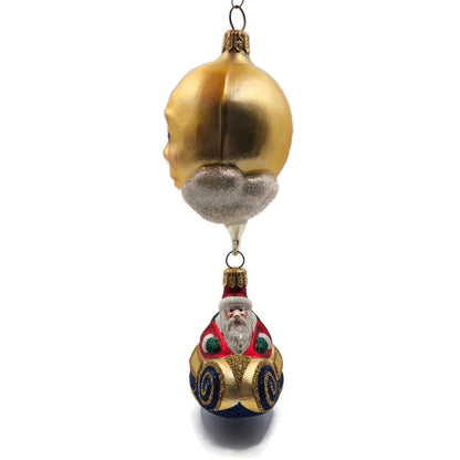 Patricia Breen Night Flight Santa Gold Sleigh Gold Moon Christmas Ornament