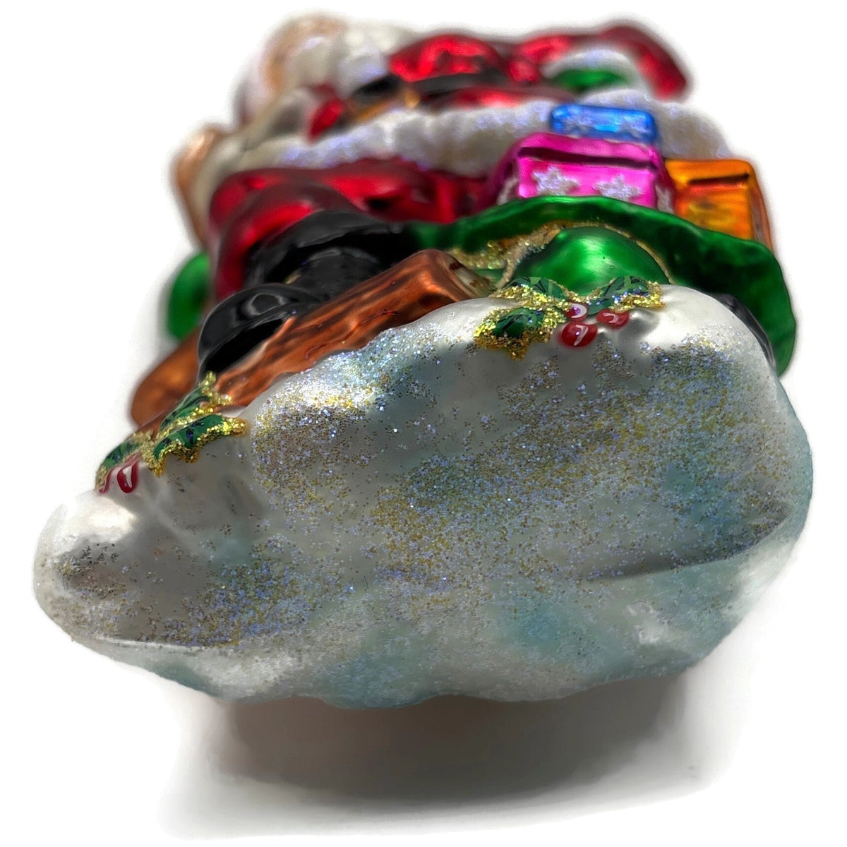 Christopher Radko Dynamic Duo Santa Rudolph Glass Christmas Ornament 01-1084-0