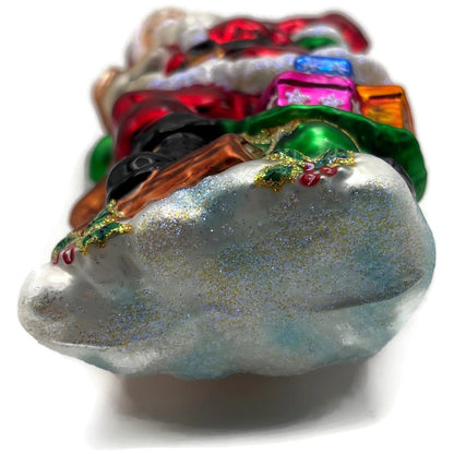 Christopher Radko Dynamic Duo Santa Rudolph Glass Christmas Ornament 01-1084-0