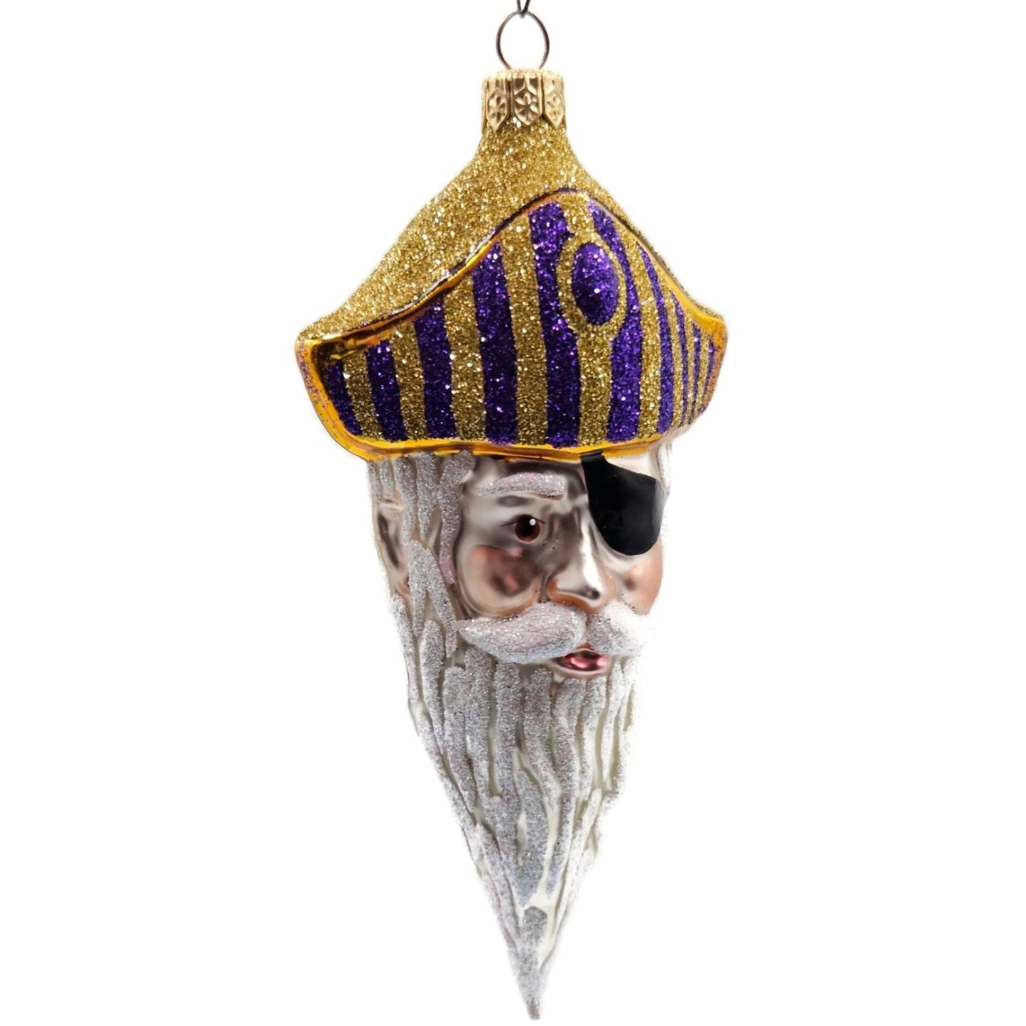 Patricia Breen Pirate Rex Gold Purple Striped Nautical Christmas Ornament OOAK
