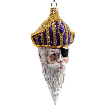 Patricia Breen Pirate Rex Gold Purple Striped Nautical Christmas Ornament OOAK