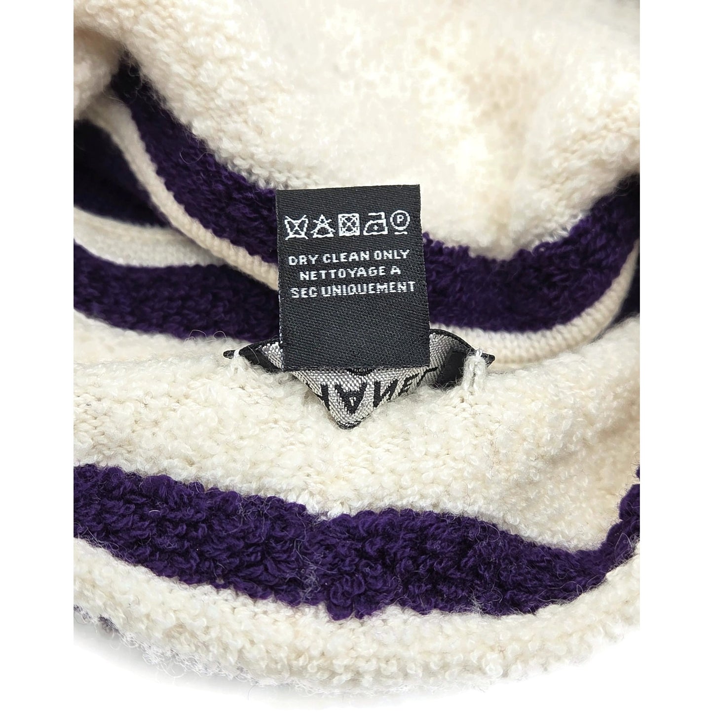 Chanel CC Logo Cashmere Beanie Hat Purple White Pom Pom Great Britain Rare