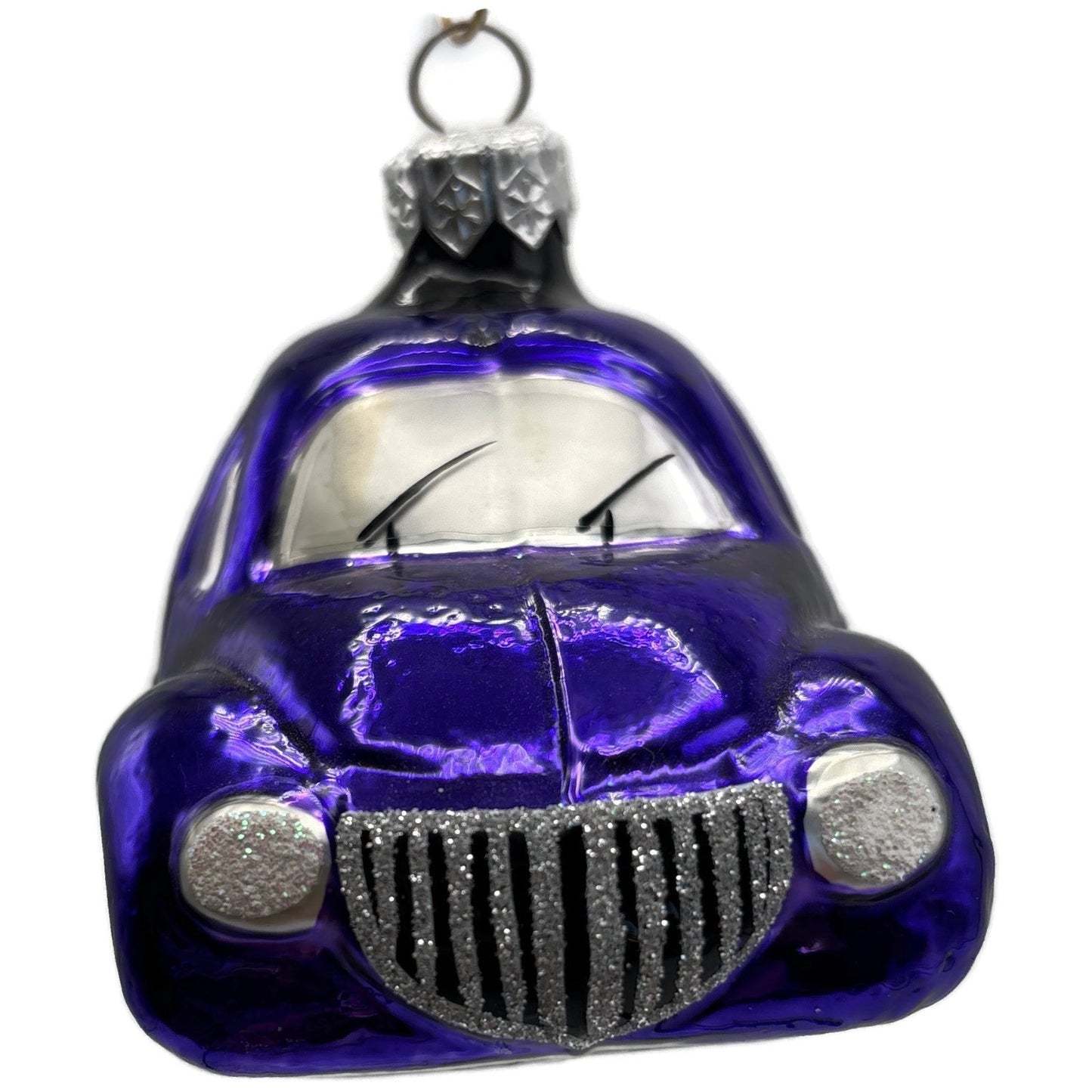 Patricia Breen Little Yellow Taxi Purple Checkered Car Christmas Tree Ornament