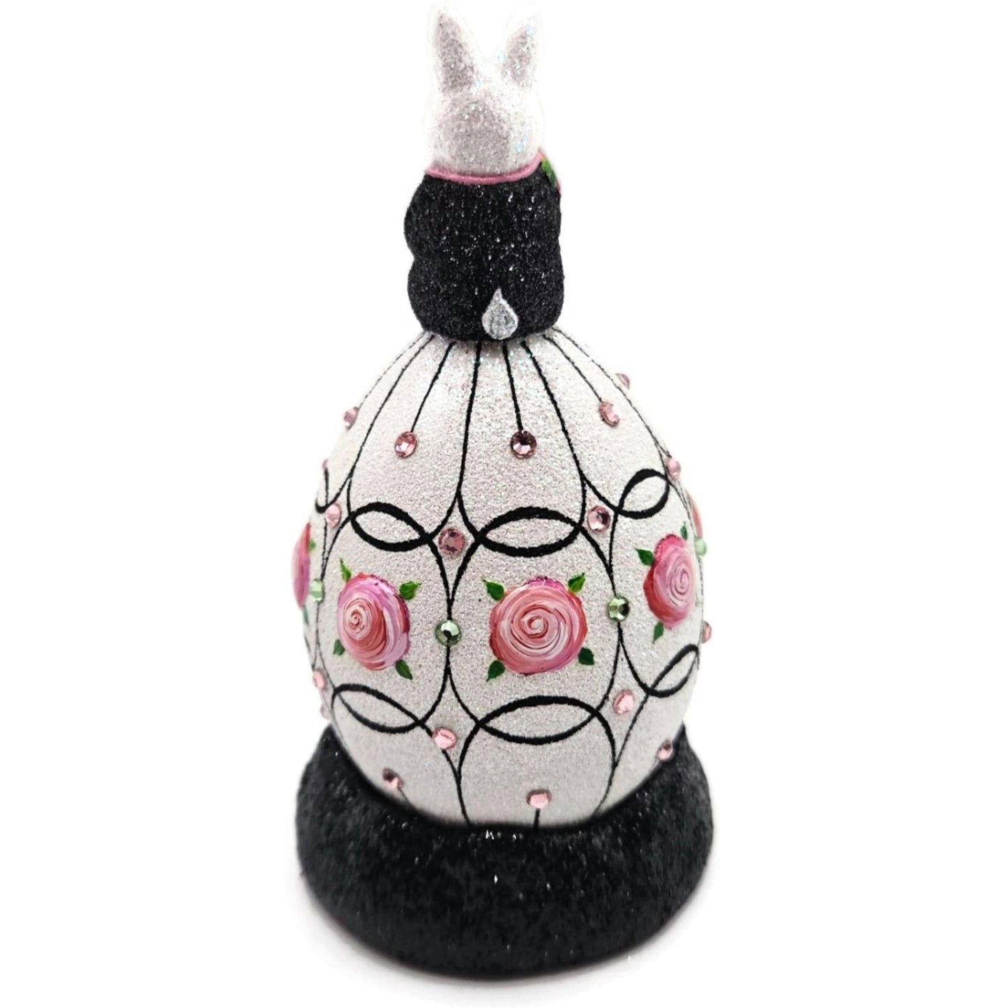 Patricia Breen A Most Elegant Bunny Cachette Black Floral Easter Holiday Signed