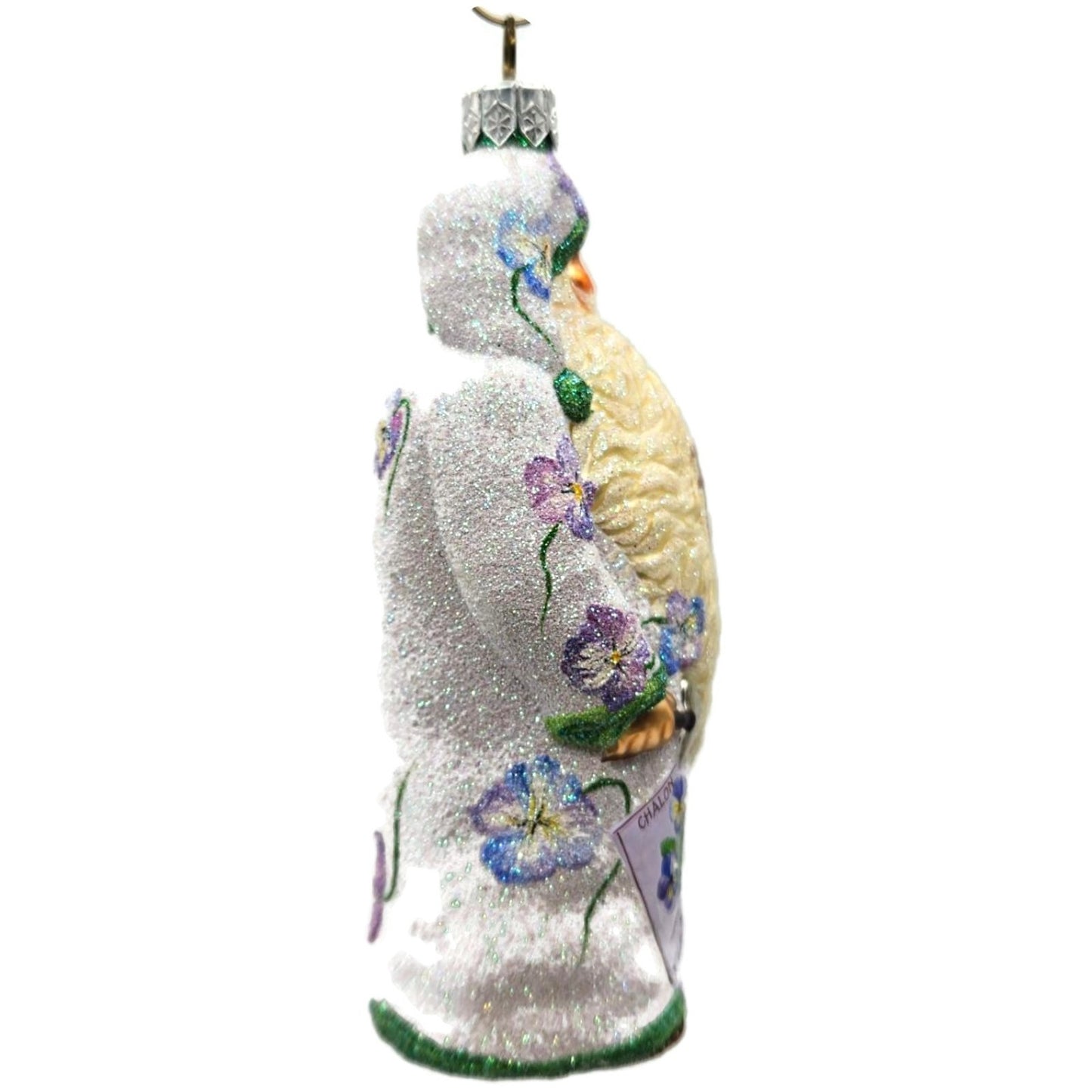 Patricia Breen Sowing Time Pansies Lavender Santa Christmas Tree Ornament