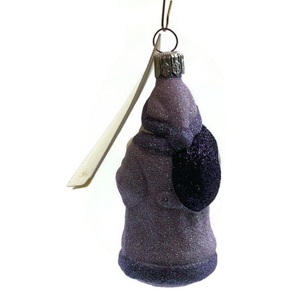 Patricia Breen Miniature Santa and Teddy Lavender Glittered Christmas Ornament