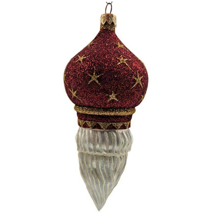 Patricia Breen Nuit Noel Red Large Stars Santa Head Gold Christmas Ornament
