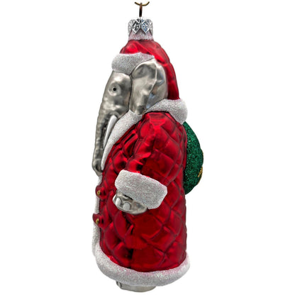 Patricia Breen Christmas at the Zoo Red Glittered Bag Elephant Santa Ornament