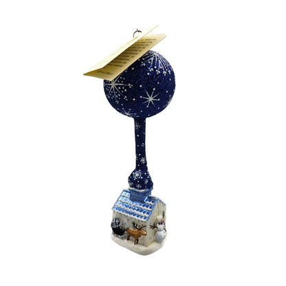 Patricia Breen He's Here Blue Santa Snowflake Reindeer Christmas Ornament 2416