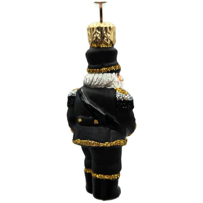 Patricia Breen Drummer Santa Claus Black Gold Glass Christmas Tree Ornament 2145
