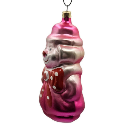 Russian Glass Circus Clown Pink Polka Dot Red Bow Christmas Tree Ornament