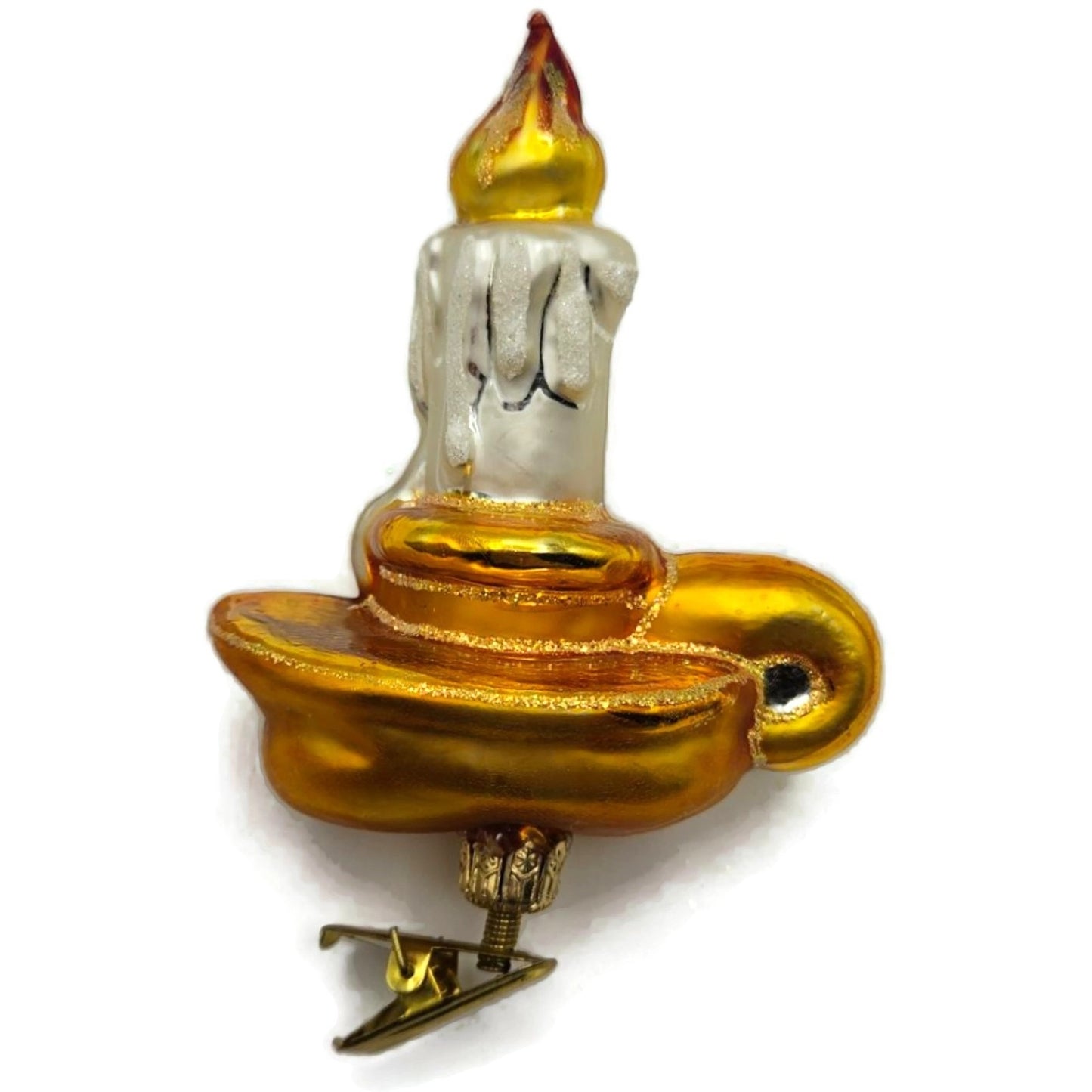 Christopher Radko Jack's Candlestick Gold Clip On Christmas Ornament 99-153-0