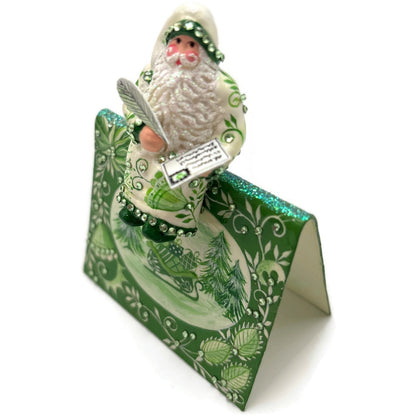 Patricia Breen Joycean Claus Chinoiserie Green Free Standing Christmas Ornament