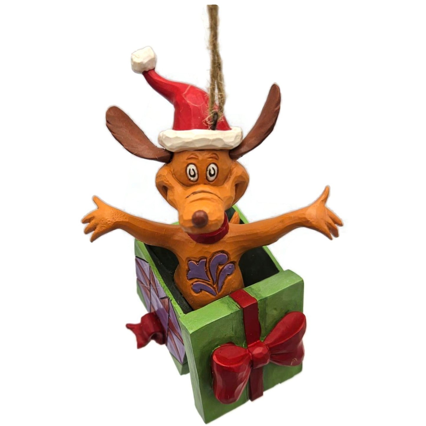 Jim Shore Dr. Seuss The Grinch Max the Dog in Present Enesco Christmas Ornament
