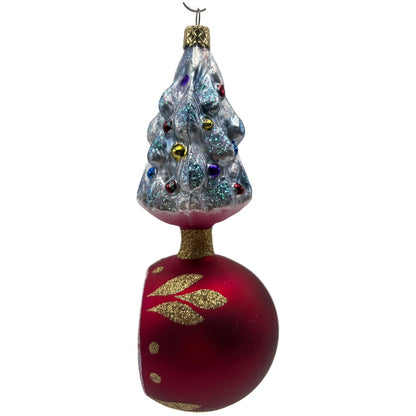 Old World Christmas Tree On Ball Glitter Star Reflector Red OWC Holiday Ornament