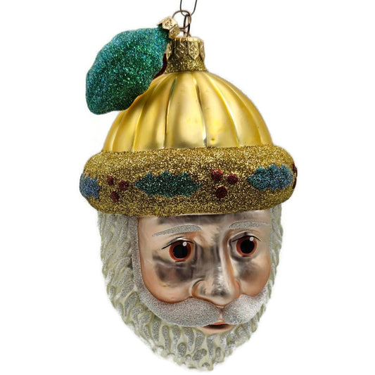 Patricia Breen Thornhill Santa Claus Gold Matte Holly Christmas Tree Ornament
