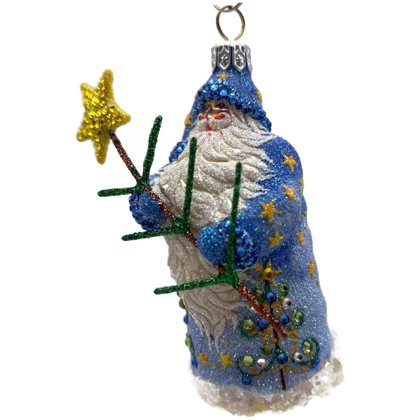 Patricia Breen Santa For Eric Blue Yellow Star Christmas Tree Ornament Milaegers