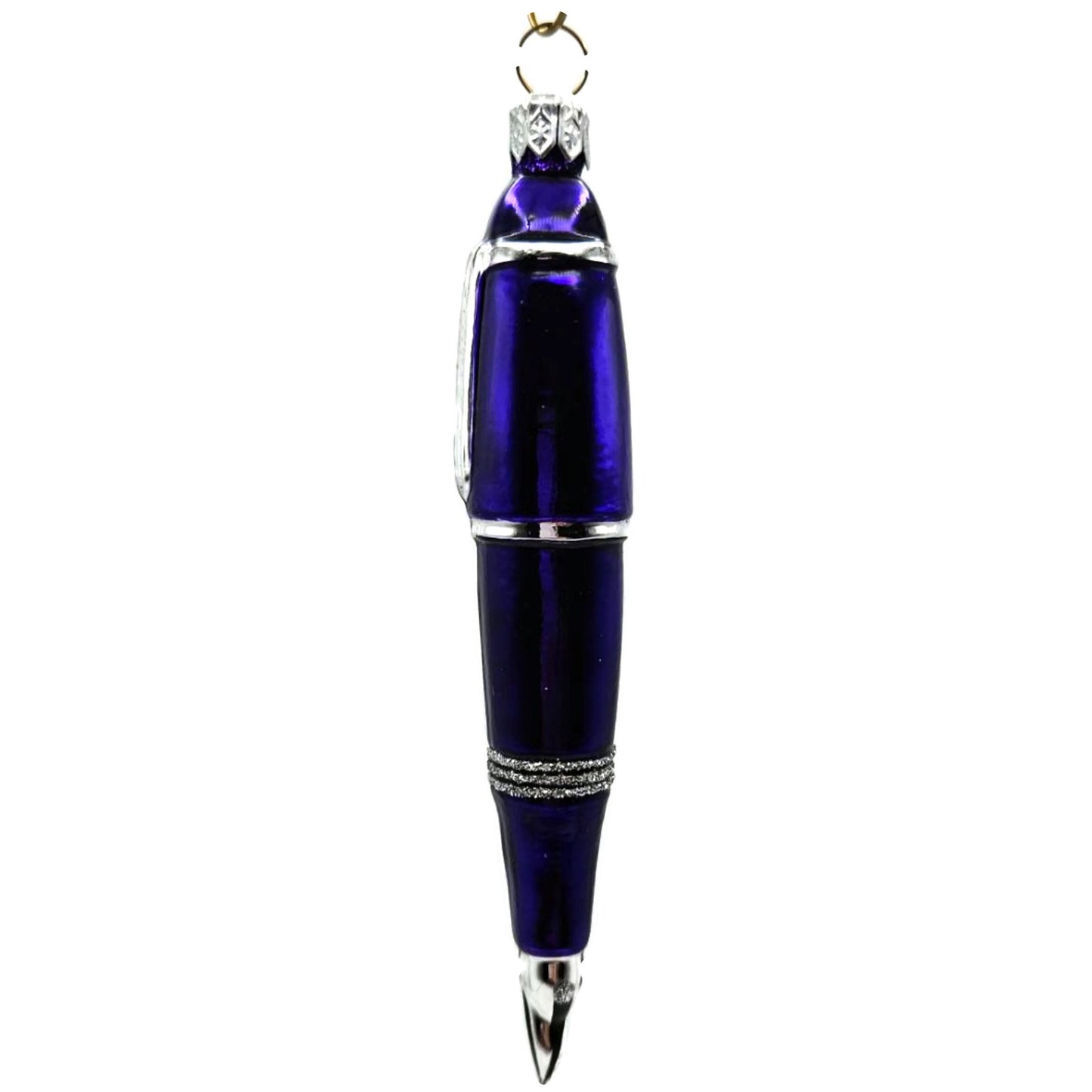 Patricia Breen Pen Purple with Silver Glittered Christmas Holiday Ornament 2400