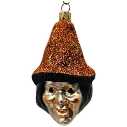 Patricia Breen Witch Hazel Orange Glitter Hat Moon Halloween Christmas Ornament