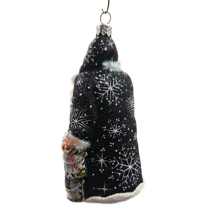 Patricia Breen Painterly Santa Snowmen Black Striped Christmas Decor Ornament