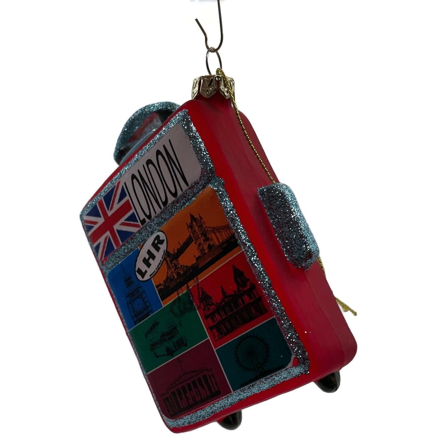 London Suitcase Blown Glass Travel Big Ben Christmas Tree Decoration Ornament