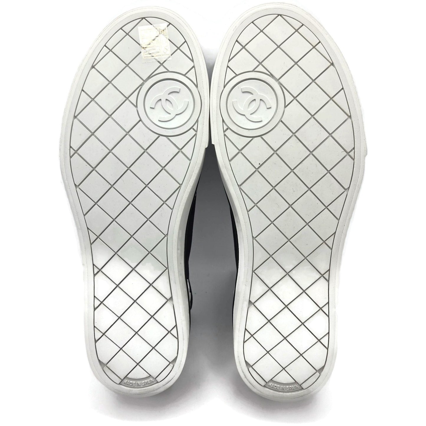 CHANEL Navy Fabric Sneakers Womens Size 40 White Sole Lace Up Low Top Box G34760