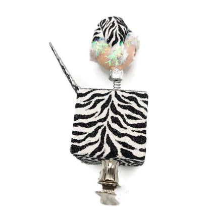 Patricia Breen Jolly Surprise Santa Head Zebra Animal Print Christmas Ornament
