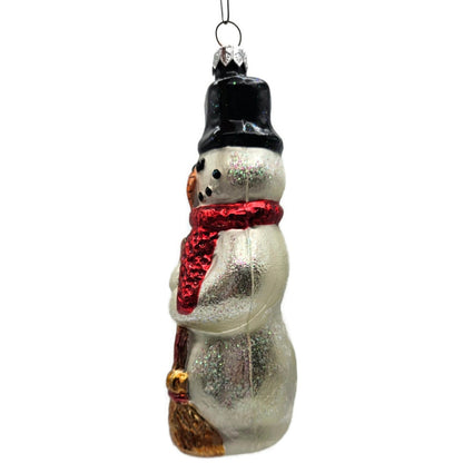Christopher Radko Snowman With Broom Red Scarf Christmas Tree Ornament