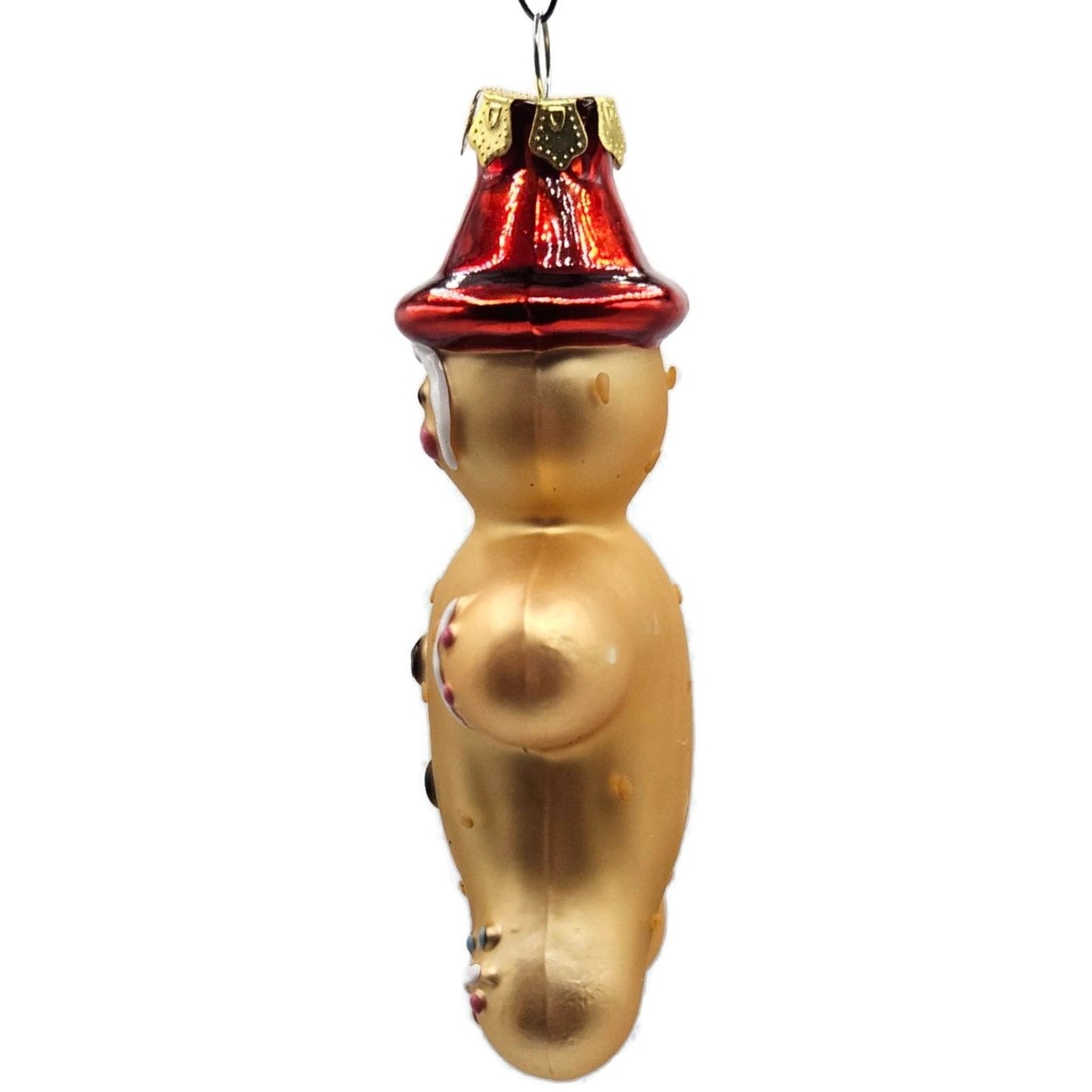 Gingerbread Man Polka Dot With Red Hat Old World Christmas Tree Ornament