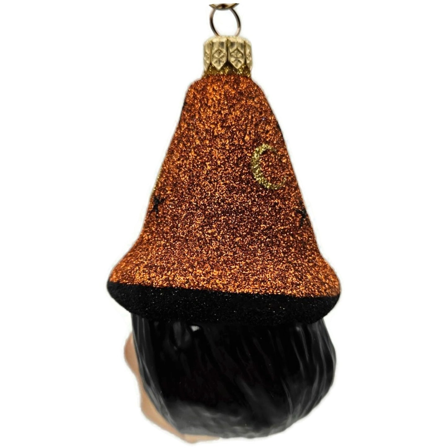 Patricia Breen Witch Hazel Orange Glitter Hat Moon Halloween Christmas Ornament