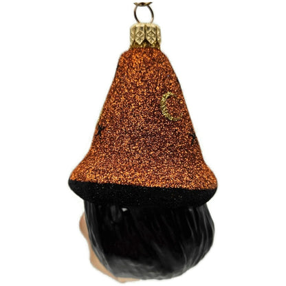 Patricia Breen Witch Hazel Orange Glitter Hat Moon Halloween Christmas Ornament