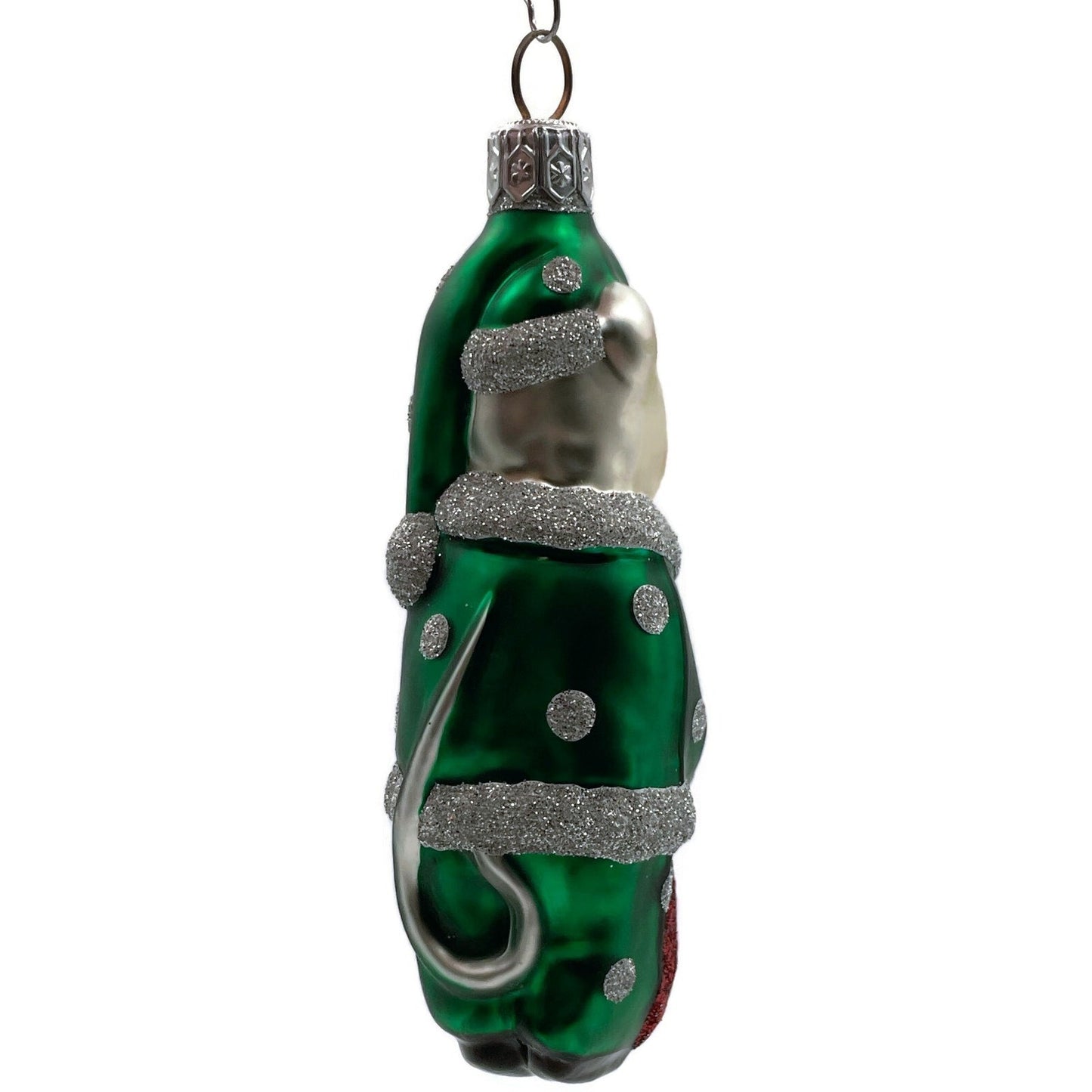 Patricia Breen Festive Mouse Green Silver Dots Christmas Holiday Tree Ornament