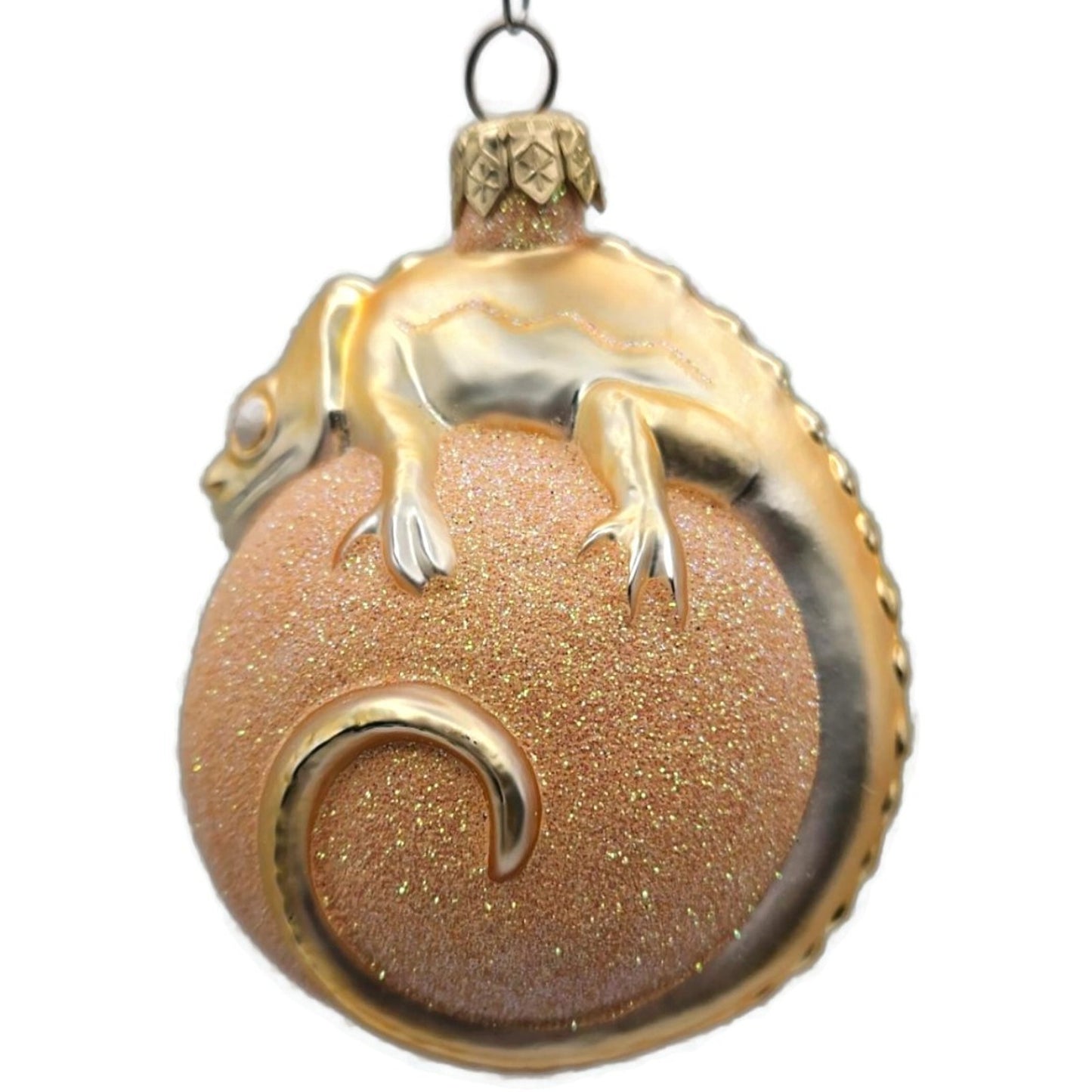 Patricia Breen Chameleon Peach Glittered Christmas Spring Tree Ornament