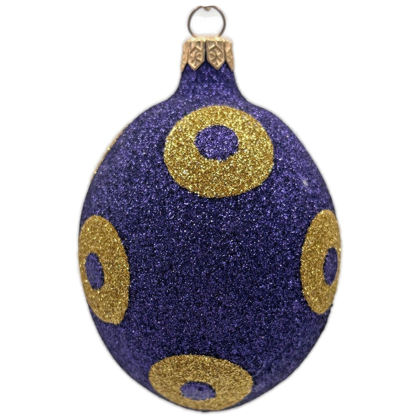 Patricia Breen Egg Purple Gold Polka Dot Easter Christmas Tree Ornament Glitter