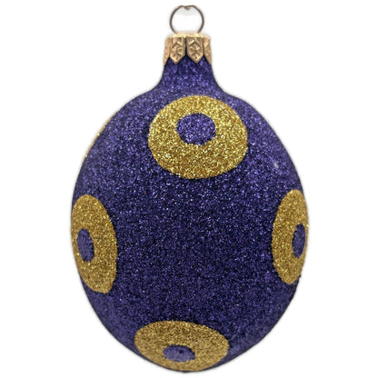 Patricia Breen Egg Purple Gold Polka Dot Easter Christmas Tree Ornament Glitter