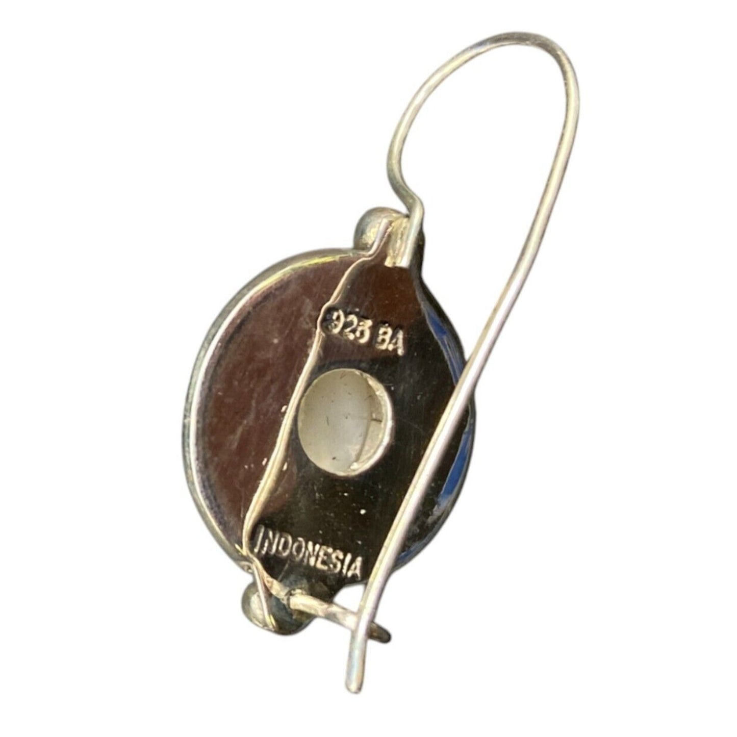 Mother Of Pearl Scroll Hook Drop Earrings Oval Gemstone 925 Sterling Silver BA