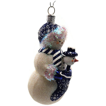 Patricia Breen Snowy Surprise Blue Snowman Striped Scarf Christmas Tree Ornament