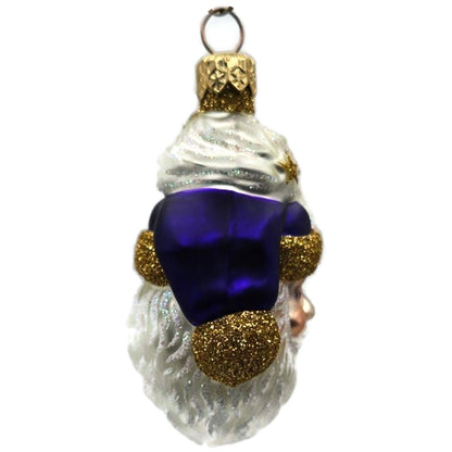 Patricia Breen Merry Olde Elf Purple Santa Head Stars Christmas Tree Ornament