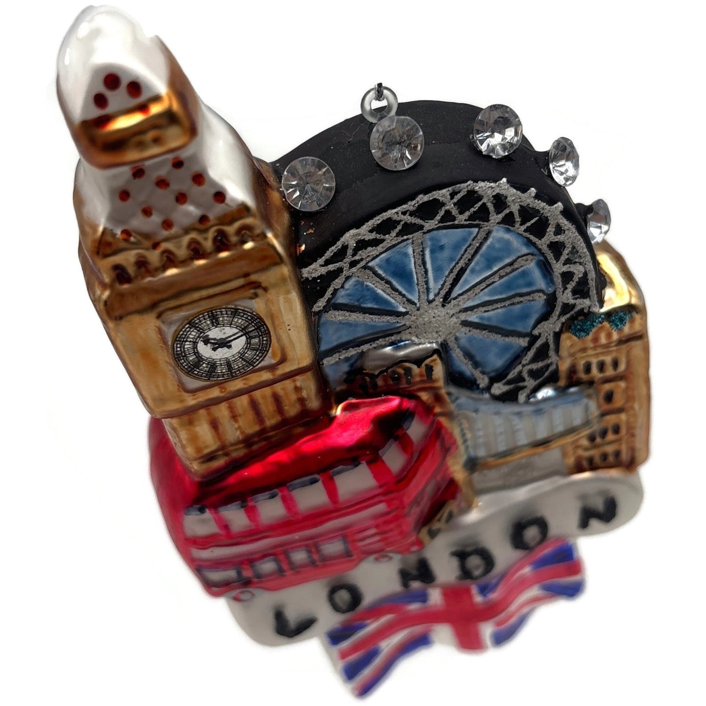 England London Big Ben London Eye Union Jack Cityscape Christmas Tree Ornament