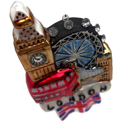England London Big Ben London Eye Union Jack Cityscape Christmas Tree Ornament