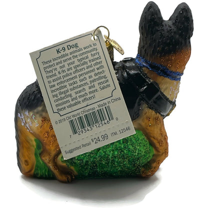 K9 Police Dog Ornament Animal Old World Christmas OWC Christmas Tree Decoration