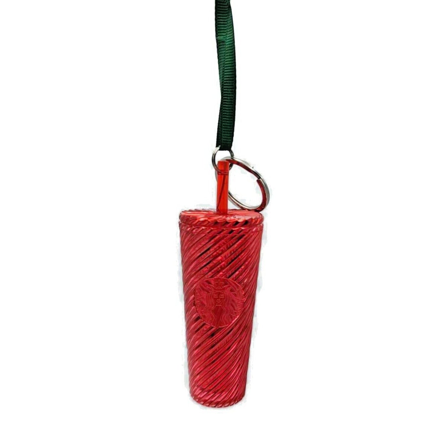 Starbucks Key Chain Cold Cup Tumbler Christmas Ornament Red Swirls 2024 NEW