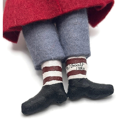 Gladys Boalt Mad Hatter Alice in Wonderland Red Fabric Christmas Ornament Signed